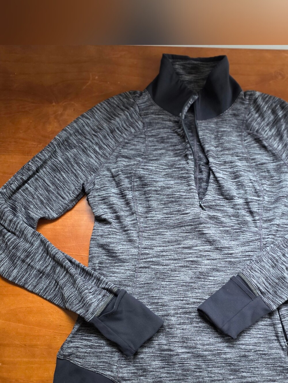 lululemon athletica Women's Heathered Black & Gray Quarter-Zip Running Pullover